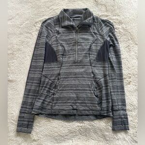 Lululemon Rulu Pace Setter Half Zip Jacket in Gray and Slate Striped